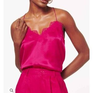 Cami NYC Silk Racer Lace Top Raspberry Pink NWT Sz XS